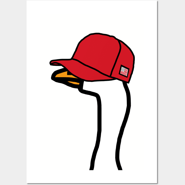 Politics Portrait Goose Wearing Stolen Red Hat Wall Art by ellenhenryart